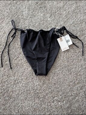 NWT Good American Black Skinny Ties Bikini Bottom Size XL